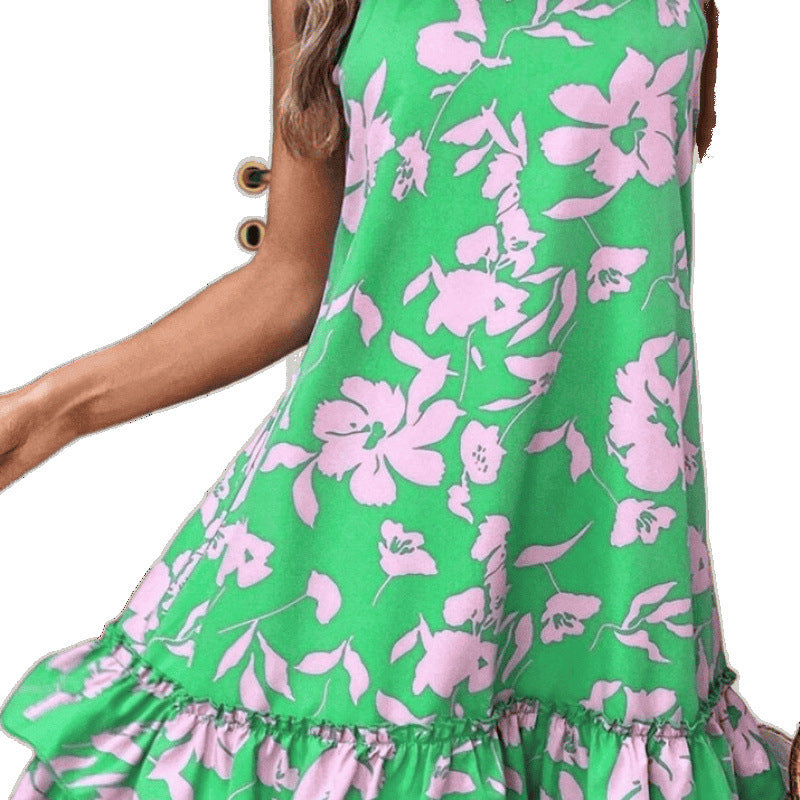 Robe midi à volants floraux pour femmes Chic und Stil