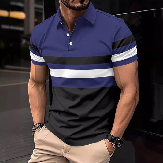 Men's Active Striped Polo Shirt Trendy Chic and Style