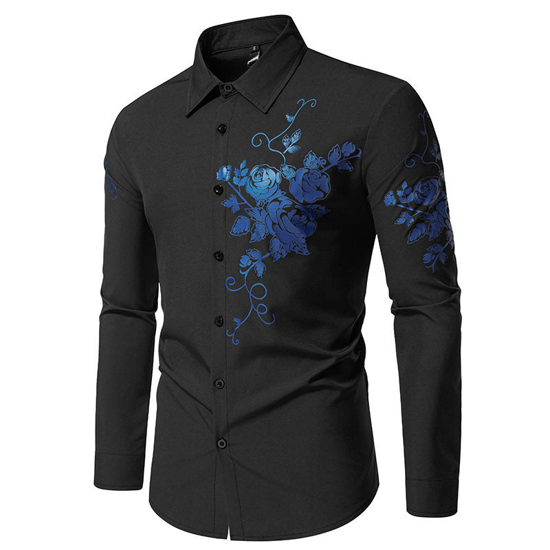 Chemise à manches longues pour hommes avec broderies florales Chic und Stil