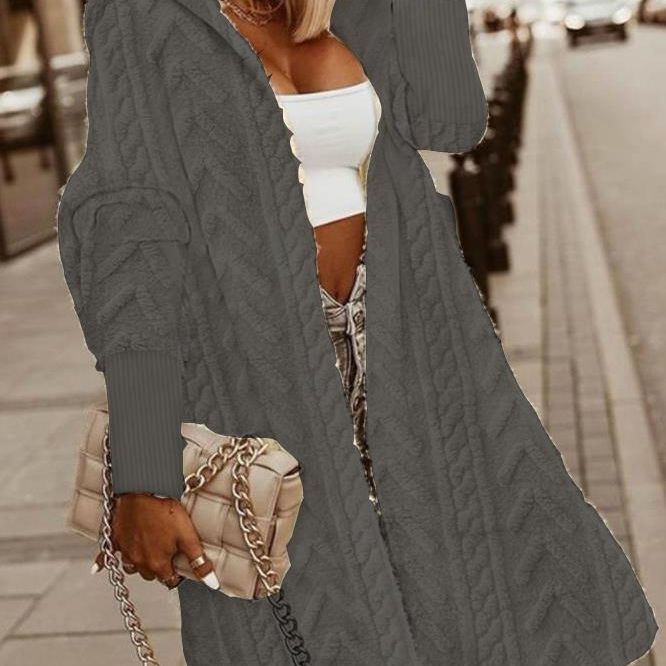 Dames pull-over doux avec capuche et longueur décontractée Chic und Stil