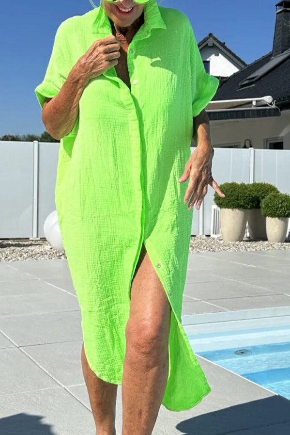 Robe de couverture à boutons en coton léger pour femme Chic und Stil