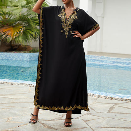 Robe kaftan élégante brodée pour dames Chic und Stil