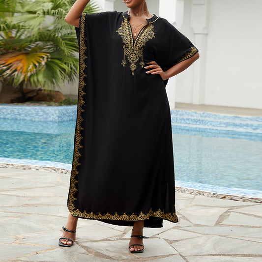Robe kaftan élégante brodée pour dames Chic und Stil