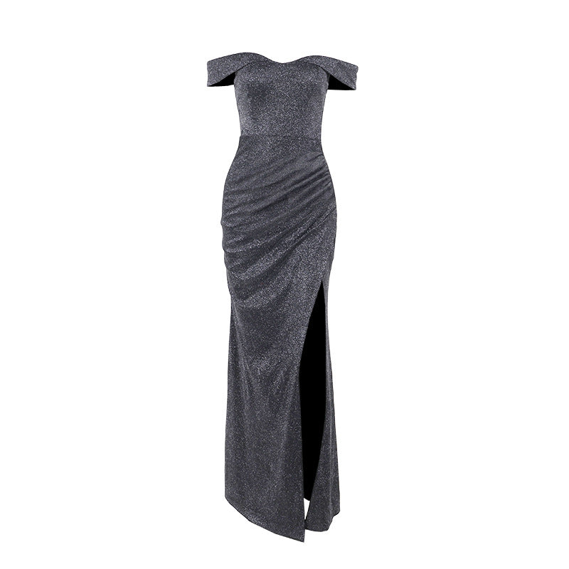 Robe de soirée à épaule dénudée fendue pour femmes Chic und Stil