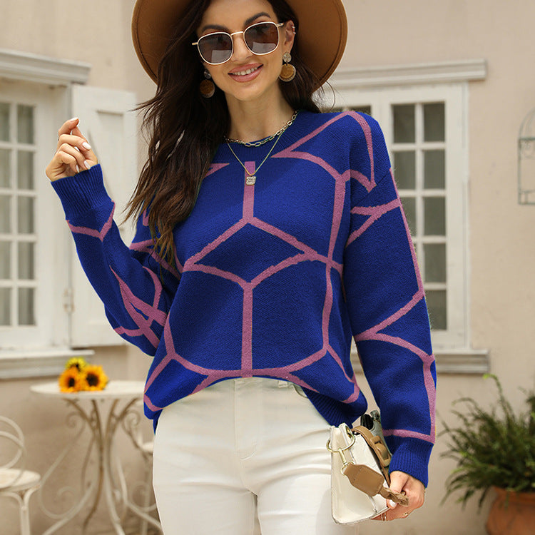 Pull en tricot à motifs pour femmes avec un design graphique moderne Chic und Stil