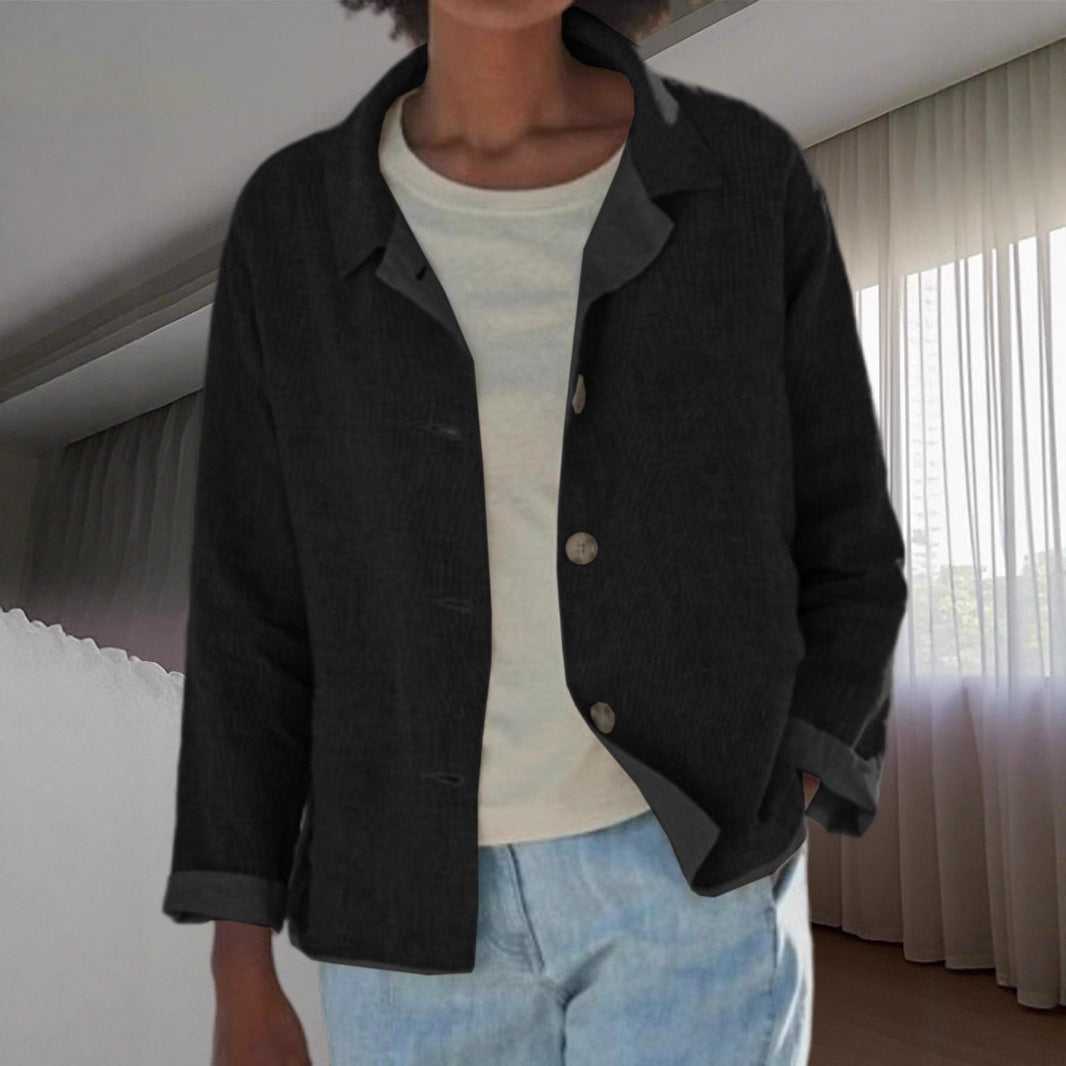 Ladies lightweight and casual cotton jacket with buttoned details Chic and Style