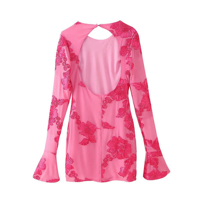 Robe chemise femme avec design floral décoratif et manches transparentes Chic und Stil