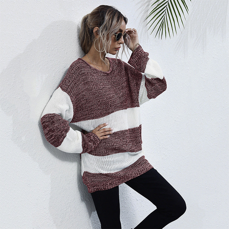 Pull-over en tricot décontracté pour femmes avec un motif de rayures bloc moderne et une coupe oversize Chic und Stil