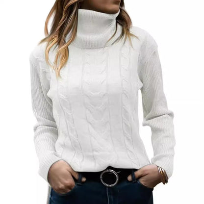 Pull en tricot pour femmes avec col montant et motif en relief à tresses Chic und Stil