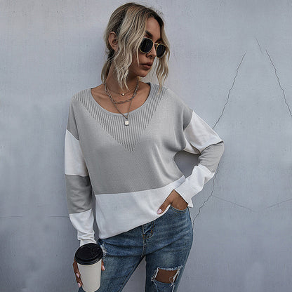 Pull en tricot décontracté pour femmes avec décolleté en V et motif géométrique Chic und Stil