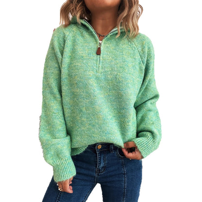 Dames pull à capuche douillet avec zip et design côtelé moderne Chic und Stil
