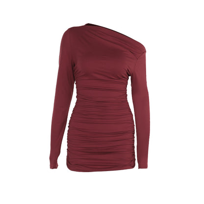 Robe mini à manches longues asymétrique froncée Chic und Stil