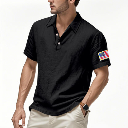 Polo sportif pour hommes avec motif de drapeau américain et technologie de régulation de l'humidité Chic und Stil