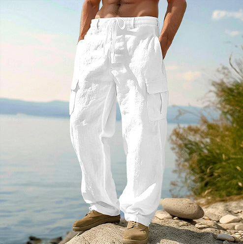 Pantalon cargo décontracté pour hommes avec taille ajustable et poches latérales pratiques Chic und Stil