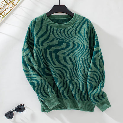 Pull en tricot à motif vague unique pour femme Chic und Stil