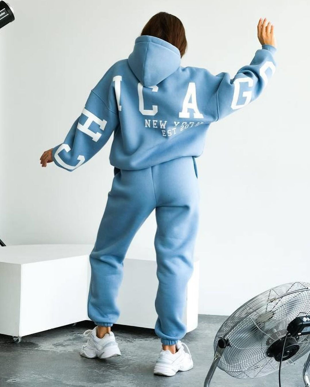 Ladies oversized tracksuit with hood and elastic cuffs Chic and Style
