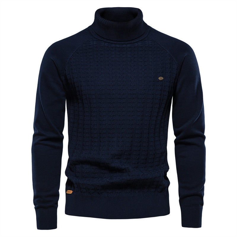Pull en tricot pour hommes avec col montant tendance et design texturé Chic und Stil