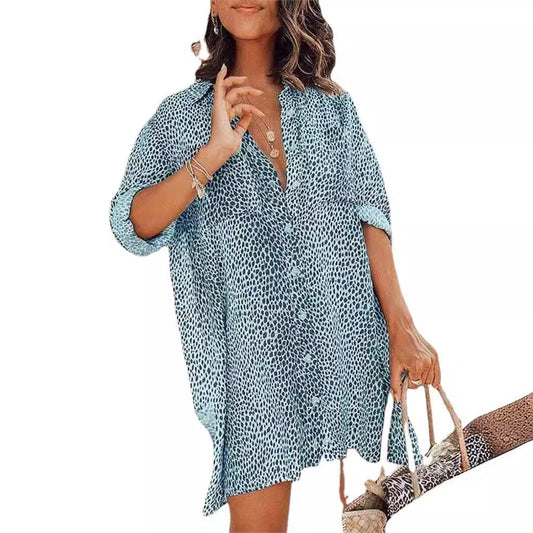 Robe chemise pour femmes avec motif animal et coupe décontractée Chic und Stil