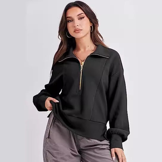 Pull en fleece sportif pour femmes avec fermeture éclair et coupe décontractée Chic und Stil