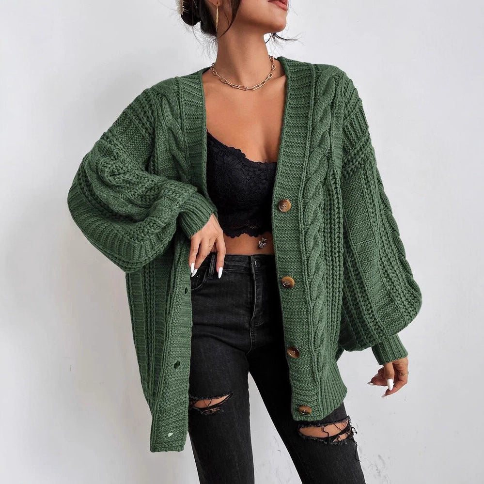 Cardigan en tricot surdimensionné pour femmes avec un motif en câble élégant et des boutons pratiques Chic und Stil