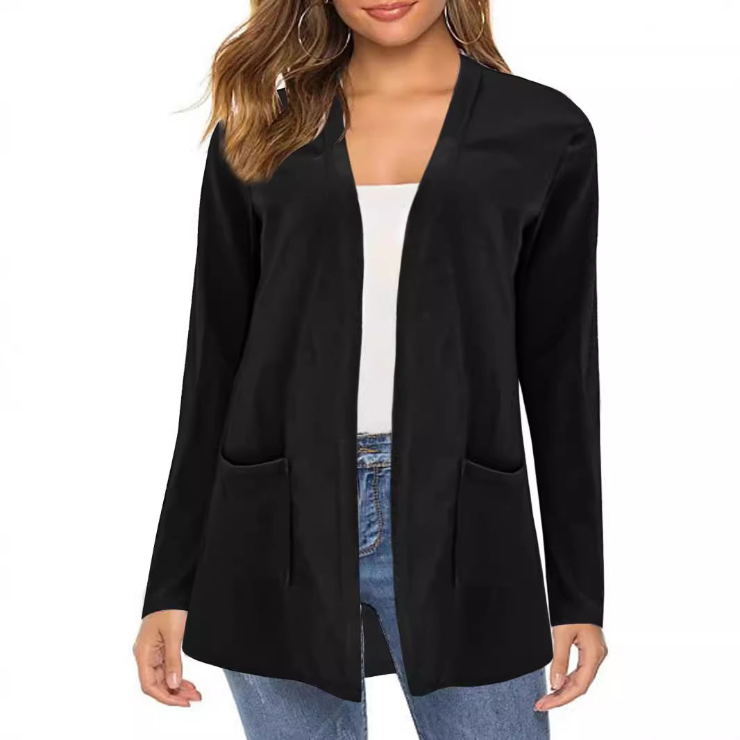 Dames Cardigan à manches longues avec poches pratiques et coupe ouverte Chic und Stil