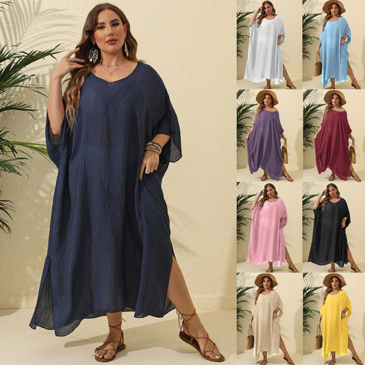 Dames Robe de Plage Légère Off-Shoulder Chic und Stil