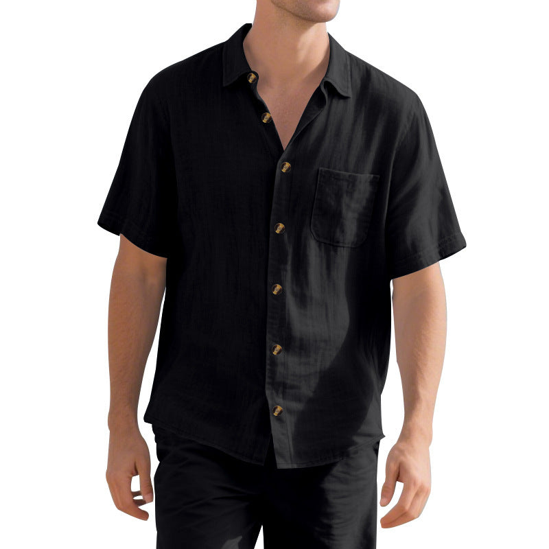 Chemise en lin décontractée pour homme à manches courtes avec poche poitrine pratique Chic und Stil