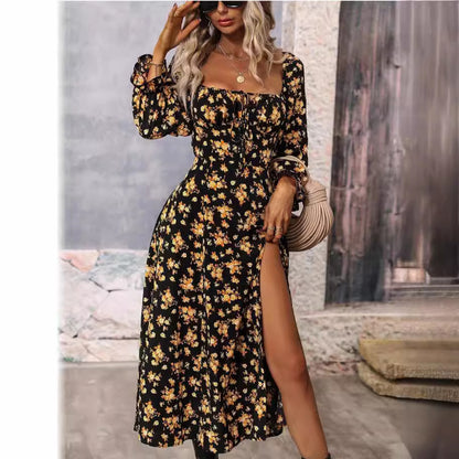 Robe maxi femme avec fente profonde et design floral Chic und Stil