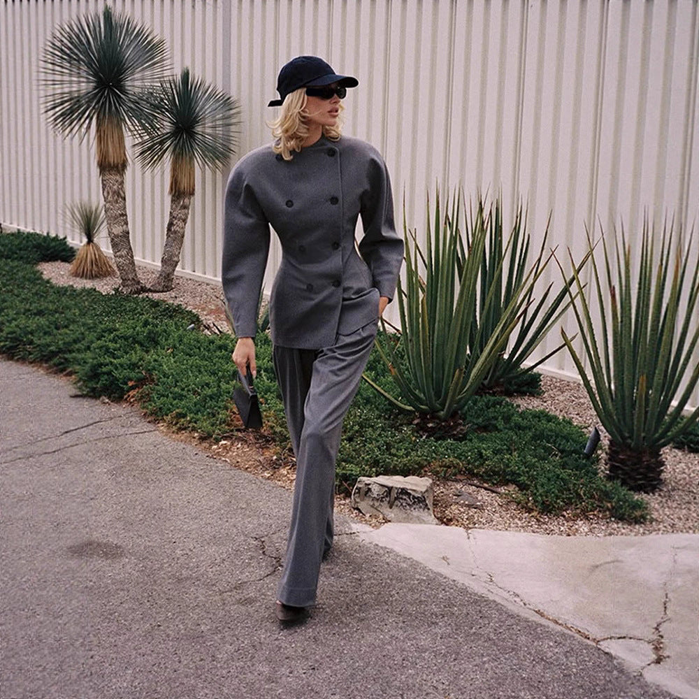 Dames Élégante veste de bureau à double boutonnage Chic und Stil