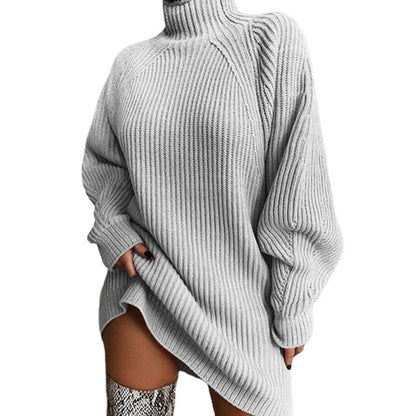Pull-over en tricot pour femmes avec col montant et ourlet asymétrique Chic und Stil