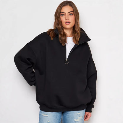Pull en tricot décontracté pour femme avec col fendu et fermeture éclair Chic und Stil