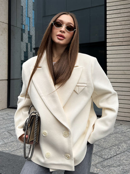 Dame Blazer oversized avec double boutonnage et détails élégants Chic und Stil