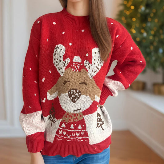 Pull femme avec motif de renne festif et design céleste Chic und Stil