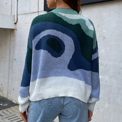 Dames Pull à la mode avec des couleurs créatives et un tricot doux Chic und Stil