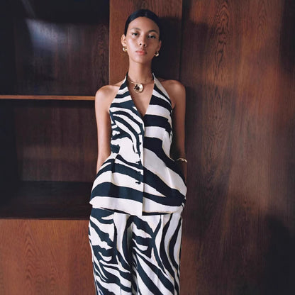 Chic and Style zebra print wide pants for women