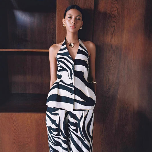 Chic and Style zebra print wide pants for women