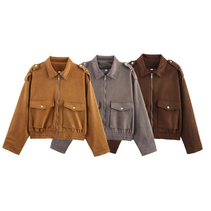 Casual utility jacket for women with sturdy zipper and large patch pockets Chic und Stil