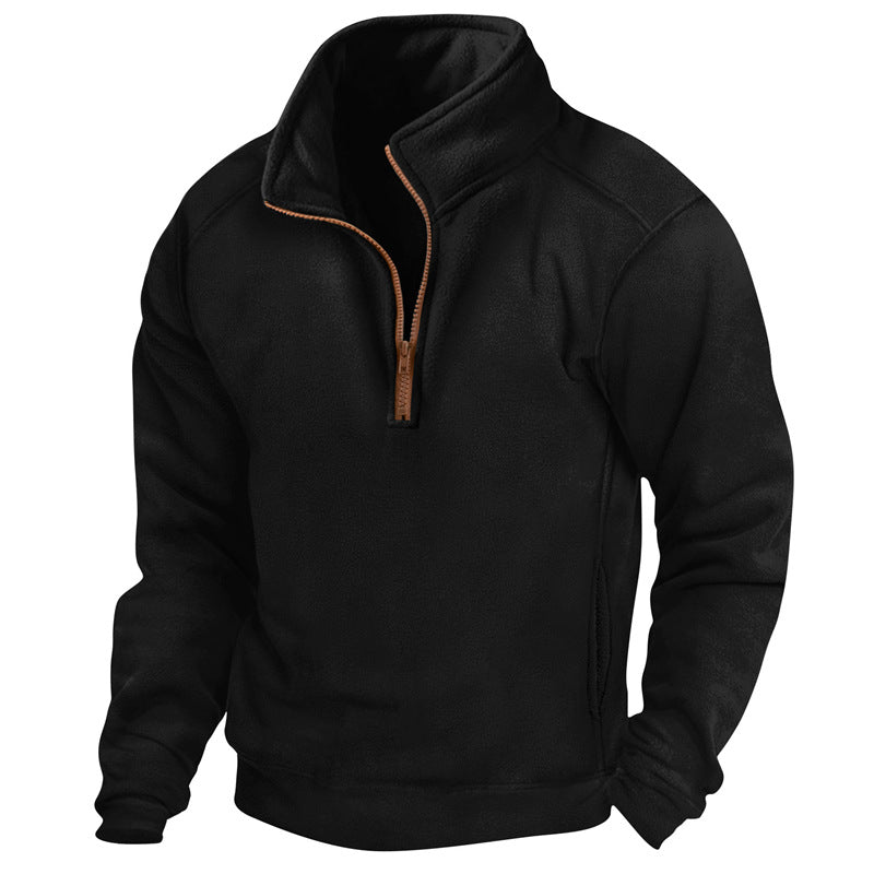 Fleece pullover for men with half-zip and textured design Chic and Style