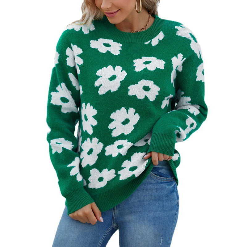 Pull en maille pour femmes avec motif floral et coupe décontractée Chic und Stil