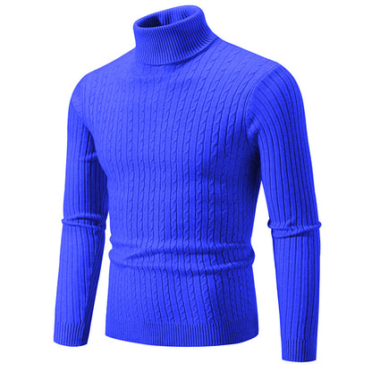 Pull à col roulé pour hommes avec motif torsadé structuré Chic und Stil