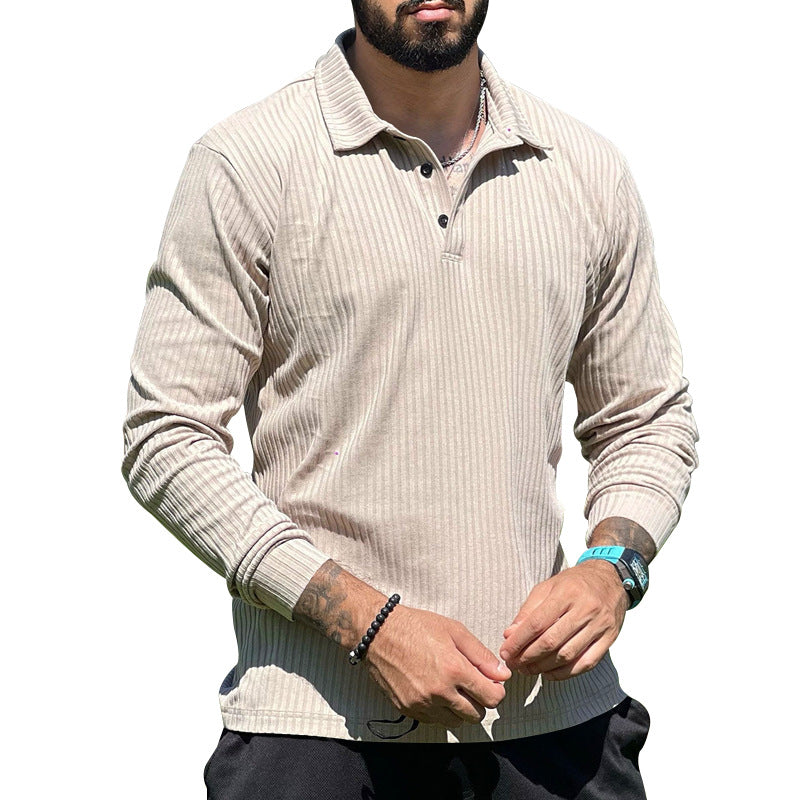 Long knit pullover for men with structured design and button placket Chic und Stil