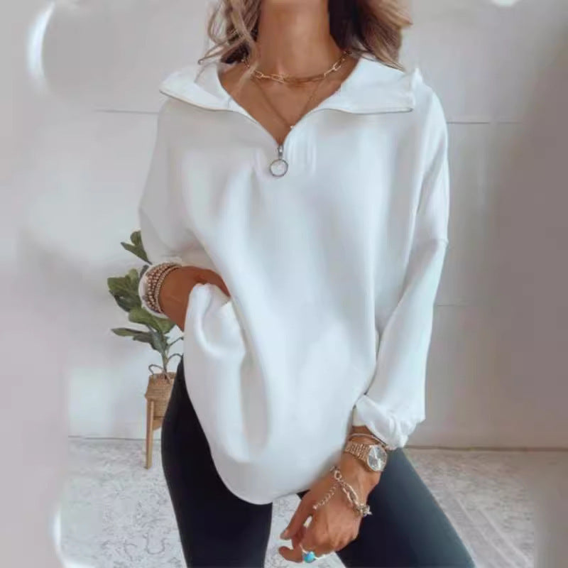 Pull en gros classique pour femmes avec demi-fermeture éclair et poches latérales Chic und Stil