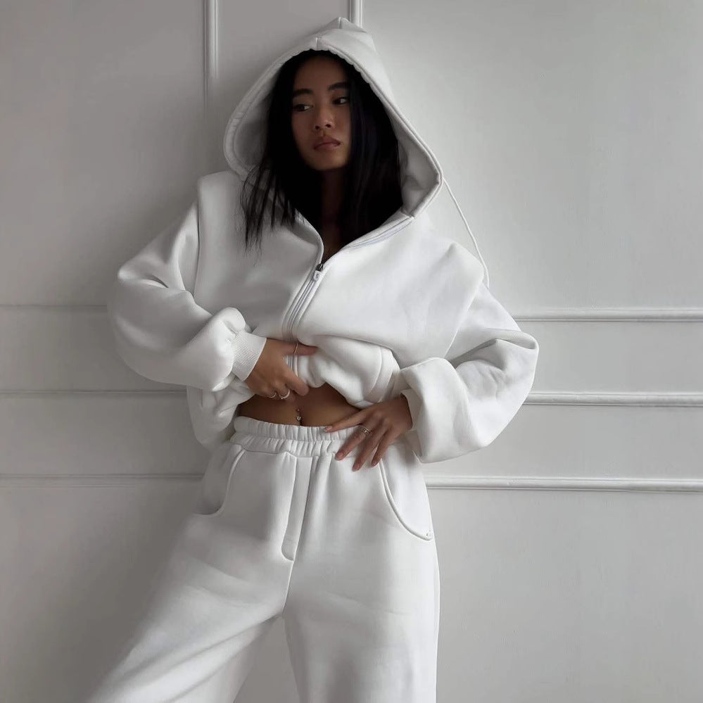 Dames combinaison décontractée avec capuche et fermeture éclair Chic und Stil