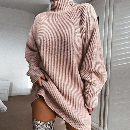 Pull en tricot surdimensionné pour femmes avec col montant Chic und Stil