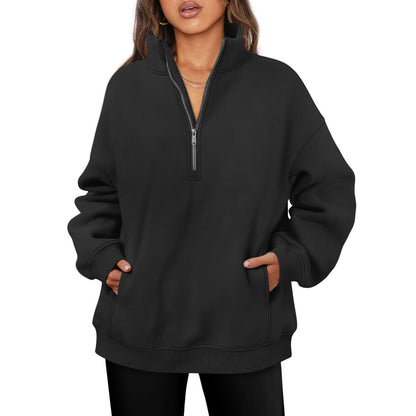 Fleece pullover for women with high collar Chic and Style