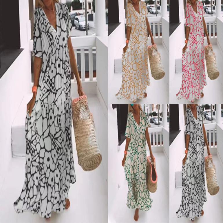 Robe maxi pour femmes avec un élégant décolleté V et une coupe fluide Chic und Stil