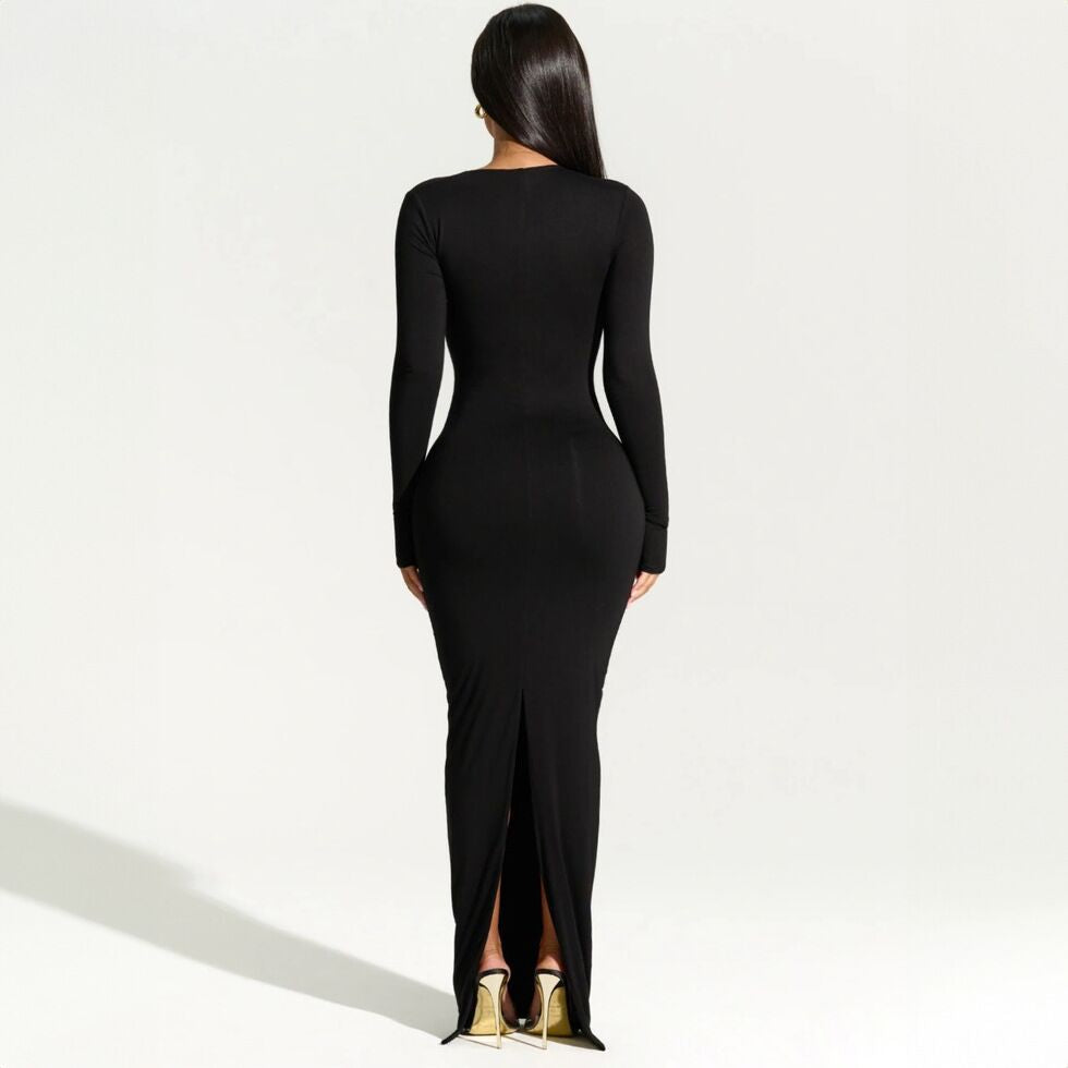 Robe maxi enveloppante élégante pour femmes avec décolleté asymétrique Chic und Stil