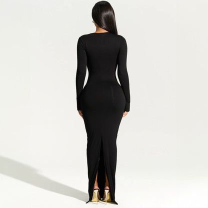 Robe maxi enveloppante élégante pour femmes avec décolleté asymétrique Chic und Stil