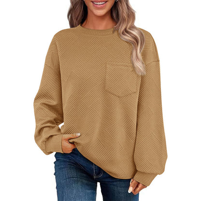 Pull décontracté pour femmes avec motif texturé et poche poitrine pratique Chic und Stil