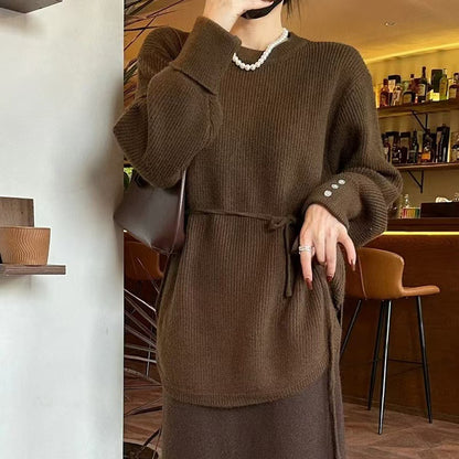 Pull en maille décontracté pour femmes avec lien à la taille et coupe décontractée Chic und Stil
